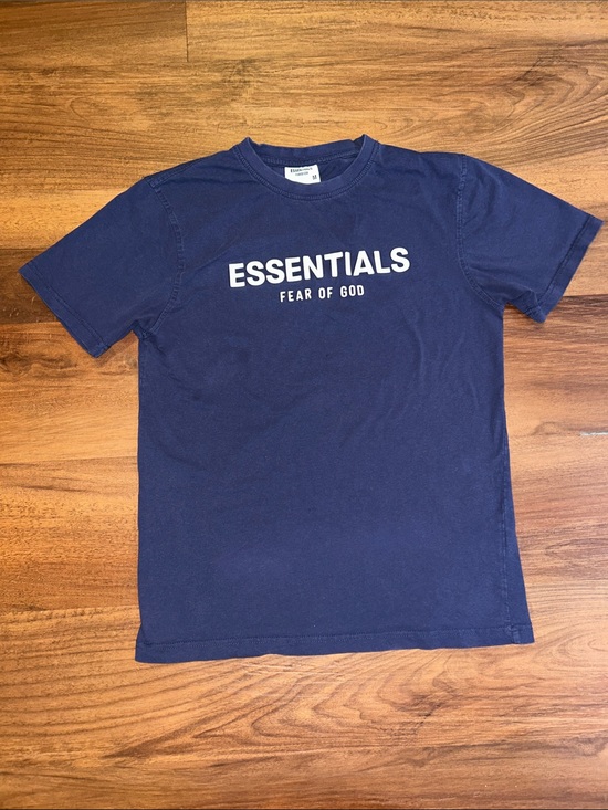 Fear of God Other - Essentials Fear Of God Men's Navy Blue Logo Short Sleeve Cotton T-Shirt M